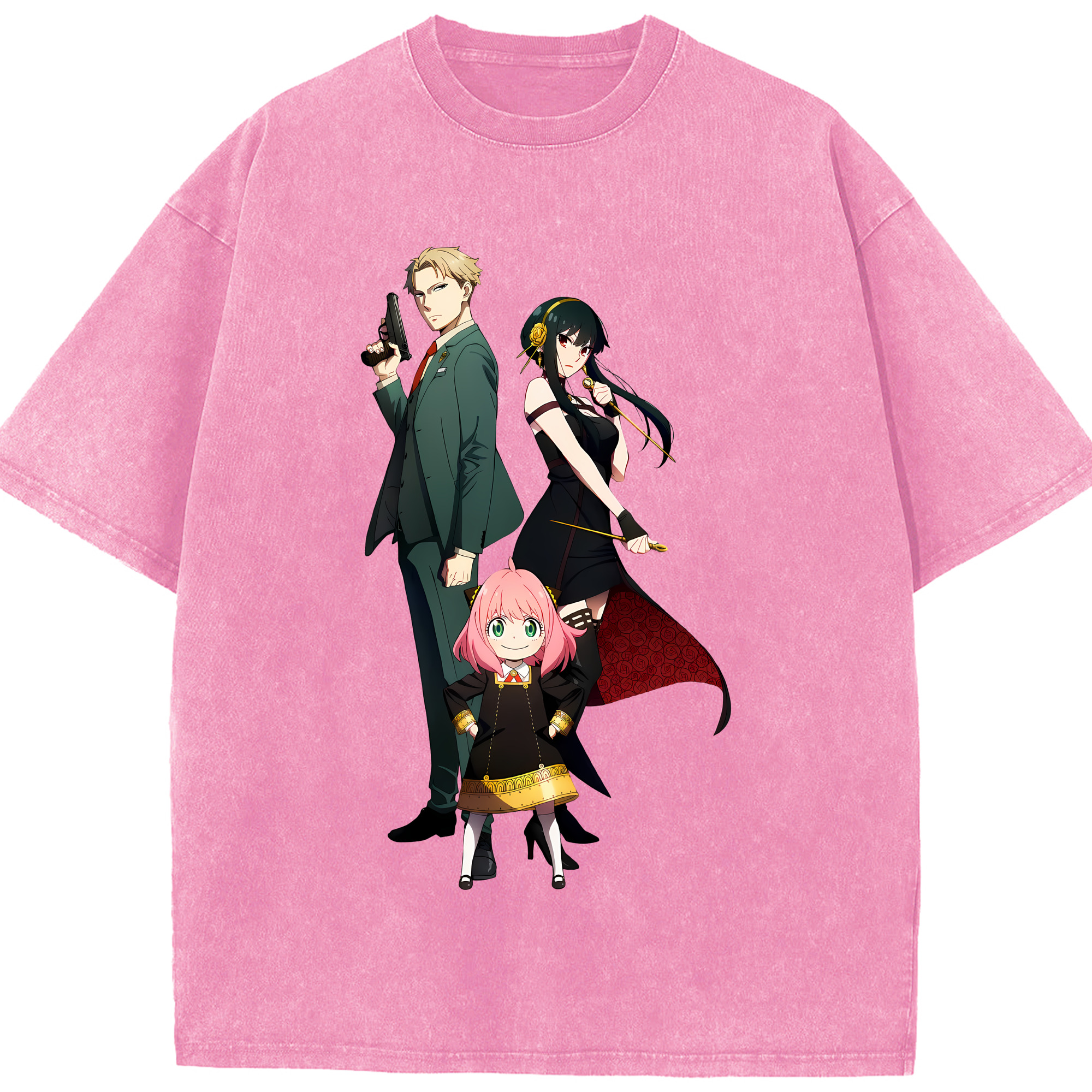 （画像用） SPY×FAMILY间谍家家酒 綿100% ヴィンテージ風 半袖Tシャツ（フロントプリント）